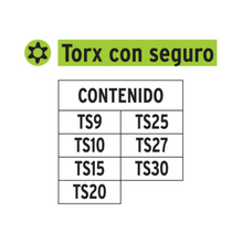 Cargar imagen en el visor de la galería, JUEGO DE PUNTAS TORX CON SEGURO, 1&#39;, 7 PIEZAS, EXPERT 17797 P
