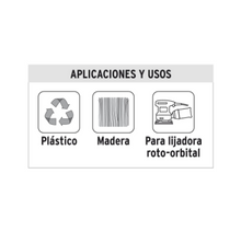 Cargar imagen en el visor de la galería, DISCOS DE LIJA ROTO ORBITAL 5&#39;,GRANO 320, 8 ORIFICIOS, 5PZAS TRUPER 17983 N
