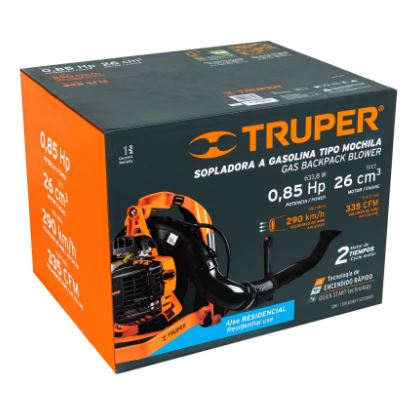 SOPLADORA CON MOTOR A GASOLINA 26CC, TIPO MOCHILA, TRUPER 18147