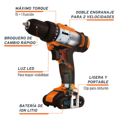 TALADRO INALAMBRICO 3/8 12V, PROFESIONAL, TRUPER 18153 *