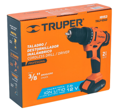 TALADRO INALAMBRICO 3/8 12V, PROFESIONAL, TRUPER 18153 *