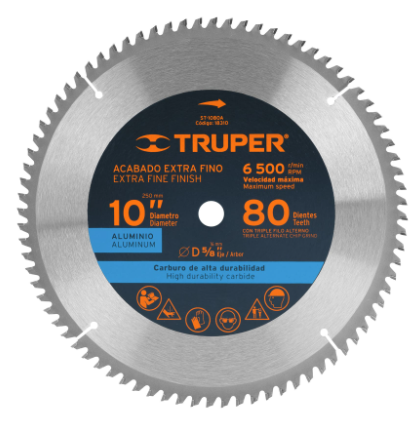 DISCO SIERRA P/ALUMINIO 10', 80 DIENTES, CENTRO 5/8' 18310 *
