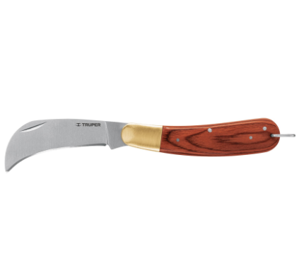 CUCHILLO ABATIBLE 8'' PARA ELECTRICISTA MANGO MADERA, TRUPER 18539 *