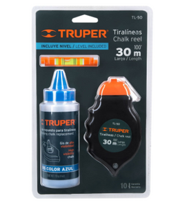 TIRALÌNEAS 30M (100 FT) PLÀSTICO CON GRIS Y NIVEL, TRUPER 18574 N