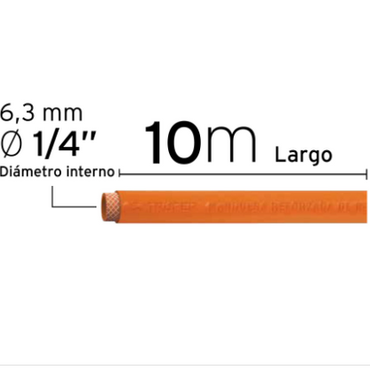 ROLLO DE 10 DE MANGUERA 1/4'' DE PVC PARA COMPRESOR 19014 *