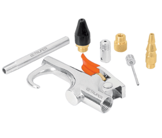 JGO DE PISTOLA SOPLETEADORA CON BOQUILLAS Y 4 ACCESORIOS 19078 P