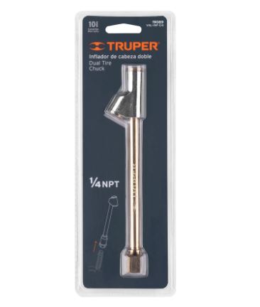 INFLADOR DE CABEZA DOBLE, CUERDA 1/4 NPT, TRUPER 19089 *