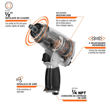 KIT DE LLAVE DE IMPACTO 1/2'' ESTUCHE DE PLASTICO
