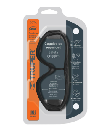 GOGGLES DE SEGURIDAD ULTRA LIGEROS, ANTIEMPAÑO, TRUPER 19952 *