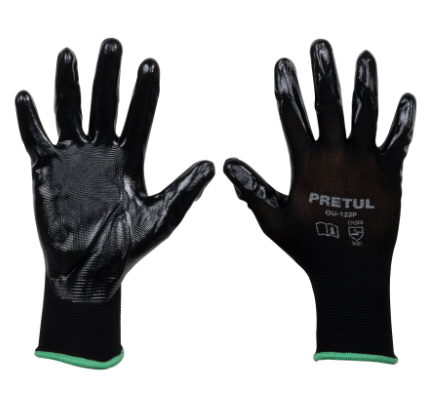 GUANTES DE NYLON RECUBIERTOS DE NITRILO, MEDIANOS,PRETUL 20027 *