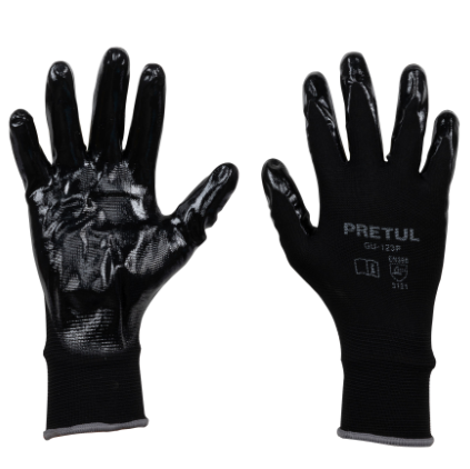 GUANTES DE NYLON RECUBIERTOS DE NITRILO, GRANDES, PRETUL 20028 *