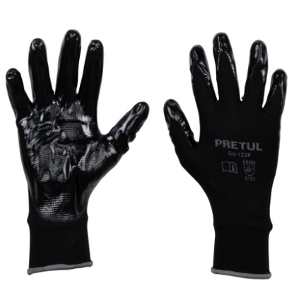 GUANTES DE NYLON RECUBIERTOS DE NITRILO, GRANDES, PRETUL 20028 *