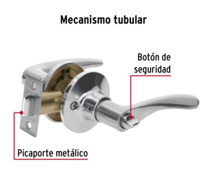 CERRADURA MANIJA BAÑO CROMO MATE, CIL METÁLICO, HERMEX 20037 *