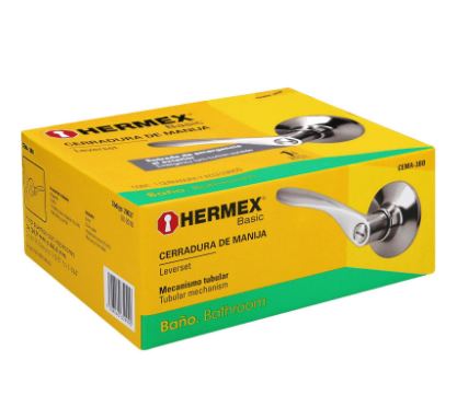 CERRADURA MANIJA BAÑO CROMO MATE, CIL METÁLICO, HERMEX 20037 *