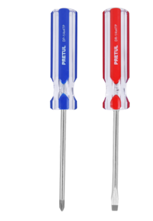 DUO DE DESARMADORES, 1/4 X 4 , MANGO PVC, PRETUL 20210 *