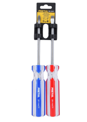 DUO DE DESARMADORES, 1/4 X 4 , MANGO PVC, PRETUL 20210 *