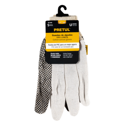GUANTES DE ALGODÓN CON PUNTOS PVC, PRETUL 20330 *