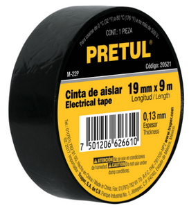 CINTA DE AISLAR 9M, PRETUL 20521 P