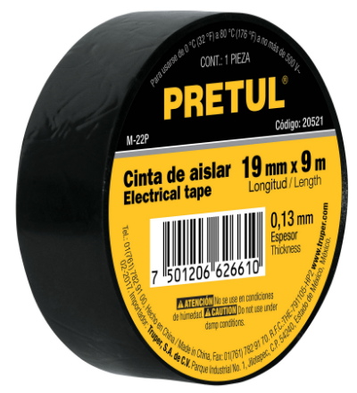 CINTA DE AISLAR 9M, PRETUL 20521 P