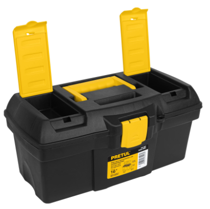 CAJA PARA HERRAMIENTAS DE 16'', CON COMPARTIMIENTOS, PRETUL 20603 *