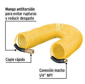 MANGUERA TIPO RESORTE PARA COMPRESOR, 15M X 1/4'', PRETUL 20660 P