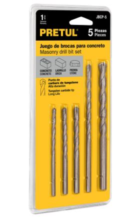 JUEGO DE BROCAS PARA CONCRETO 5 PIEZAS PRETUL 20701 N
