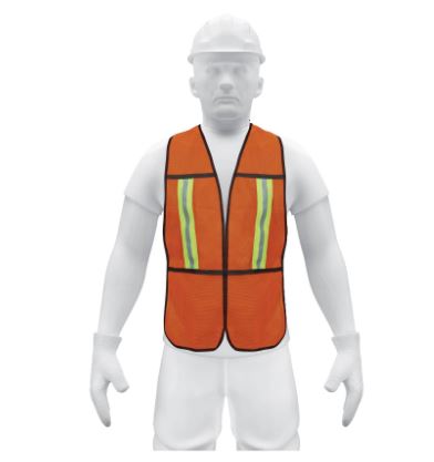 CHALECO DE SEGURIDAD CON CINTAS REFLEJANTES, NARANJA, PRETUL 21025 *