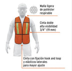 CHALECO DE SEGURIDAD CON CINTAS REFLEJANTES, NARANJA, PRETUL 21025 *