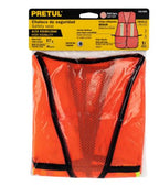 CHALECO DE SEGURIDAD CON CINTAS REFLEJANTES, NARANJA, PRETUL 21025 *