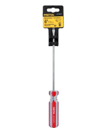 DESARMADOR PLANO 3/16 x 6" MANGO DE PVC, PRETUL 21457 *