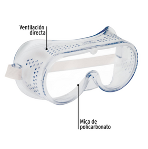 GOGGLES DE SEGURIDAD CON VENTILACIÒN DIRECTA, PRETUL 21538 *