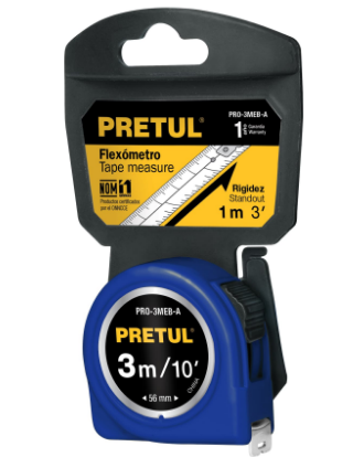 FLEXÓMETRO, AZUL, 3M, CINTA 13MM, PRETUL 21609 *
