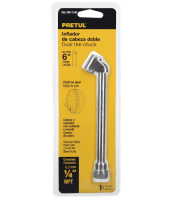 INFLADOR DE CABEZA DOBLE, CUERDA 1/4 NPT, PRETUL 21694 *
