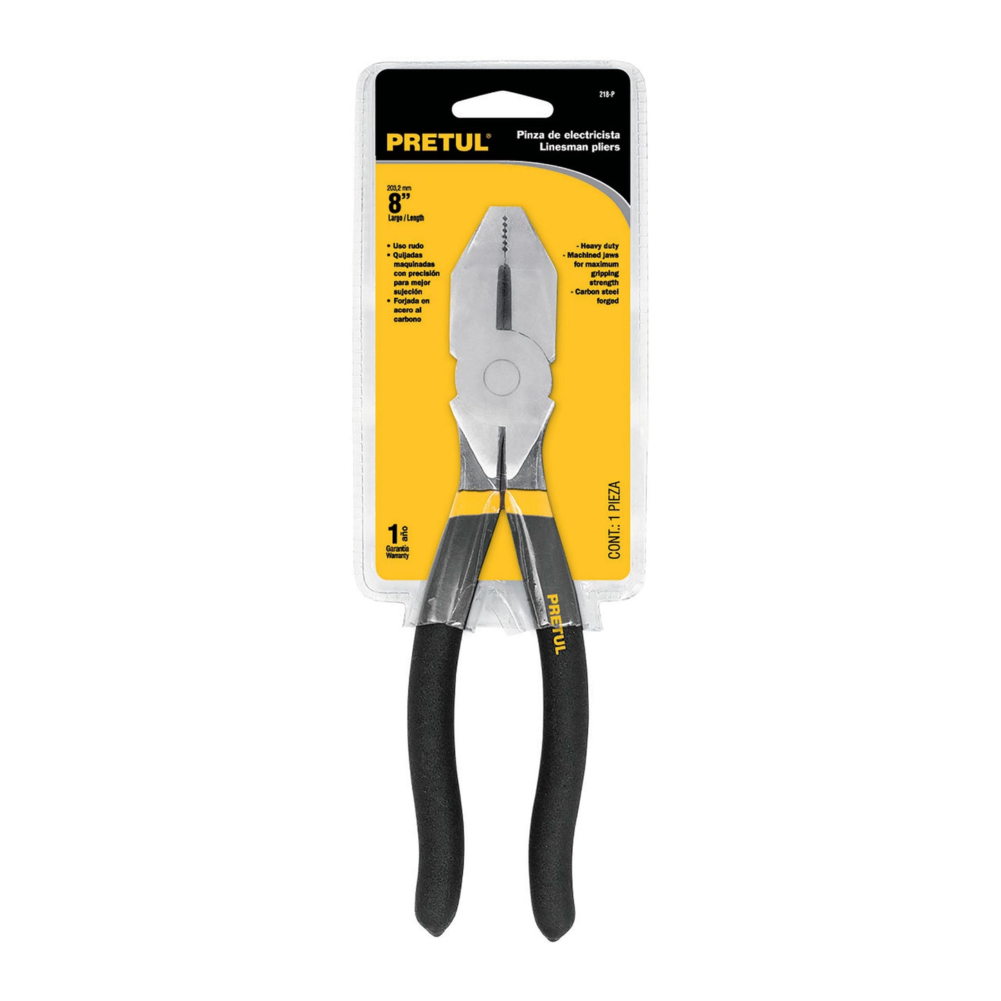 PINZA PARA ELECTRICISTA 8" USO RUDO, MANGO PVC 22606 *