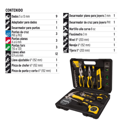 JUEGO DE 42 HERRAMIENTAS COMFORT GRIP. PRETUL 22101 *