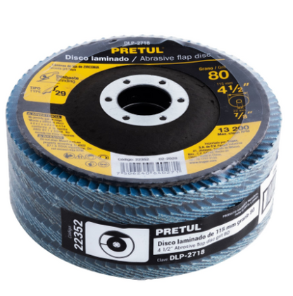 DISCO 4-1/2'' LAMINADO GRANO 80 CENTRO 7/8'', PRETUL 22352 *