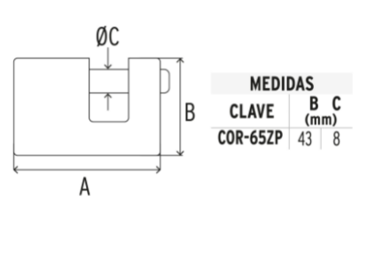 CANDADO ANTIPALANCA, 65MM, HERMEX BASIC 22514 *