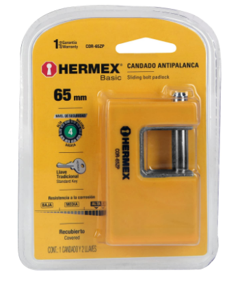 CANDADO ANTIPALANCA, 65MM, HERMEX BASIC 22514 *