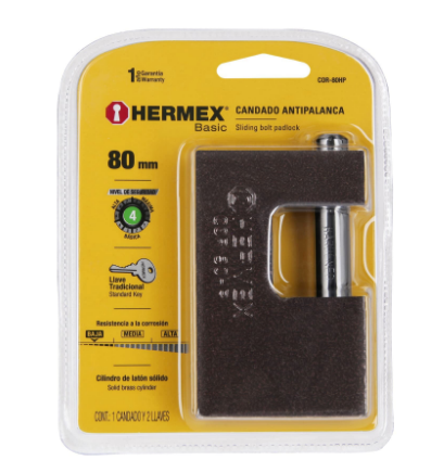 CANDADO ANTIPALANCA, 80MM, CUERPO DE HIERRO, HERMEX 22517 *