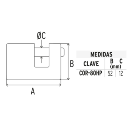 CANDADO ANTIPALANCA, 80MM, CUERPO DE HIERRO, HERMEX 22517 *
