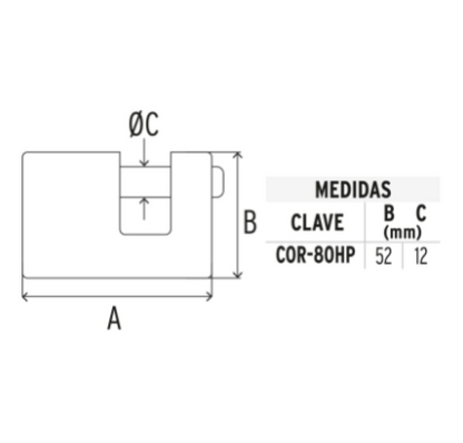 CANDADO ANTIPALANCA, 80MM, CUERPO DE HIERRO, HERMEX 22517 *