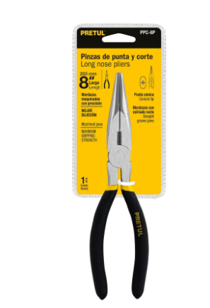 PINZA DE PUNTA Y CORTE 8'', PRETUL 22627 P