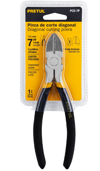 PINZA DE CORTE DIAGONAL 7'' MANGO DE VINIL, PRETUL 22637 *