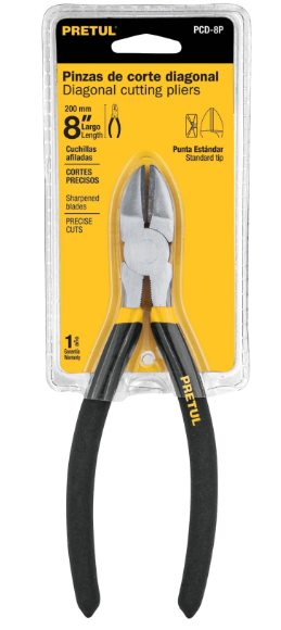 PINZA DE CORTE DIAGONAL 8'' MANGO DE VINIL, PRETUL 22639 P