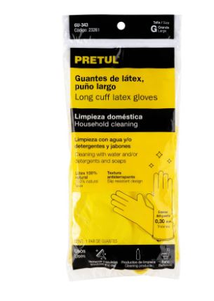 GUANTES DE LÁTEX PARA LIMPIEZA, GRANDES, PRETUL 23261 *