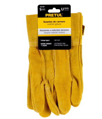 GUANTES DE CARNAZA, CORTOS, PRETUL 23262 *