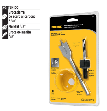 KIT 3 BROCASIERRAS PARA MADERA PARA CERRADURAS, BLISTER PRETUL 23549 *