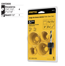 Cargar imagen en el visor de la galería, KIT 5 BROCASIERRAS PARA MADERA, BLÍSTER, PRETUL 23550 P
