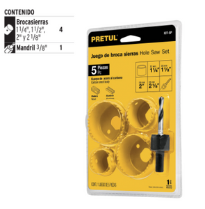 KIT 5 BROCASIERRAS PARA MADERA, BLÍSTER, PRETUL 23550 P