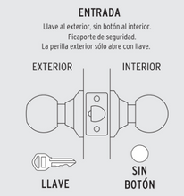 Cargar imagen en el visor de la galería, CERRADURA POMO, LA,ENTRADA, CILÌNDRICA, HERMEX BASIC 23561 P
